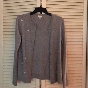 Gray Embellished J. CREW Cardigan